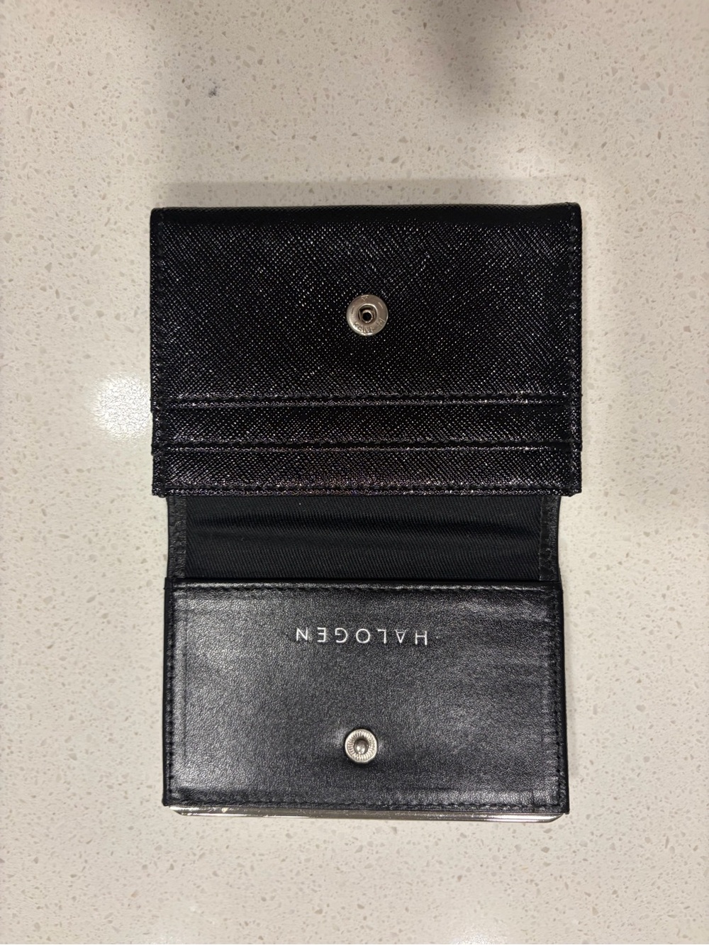 Halogen Black Men’s Leather Card Holder with Snap Closure